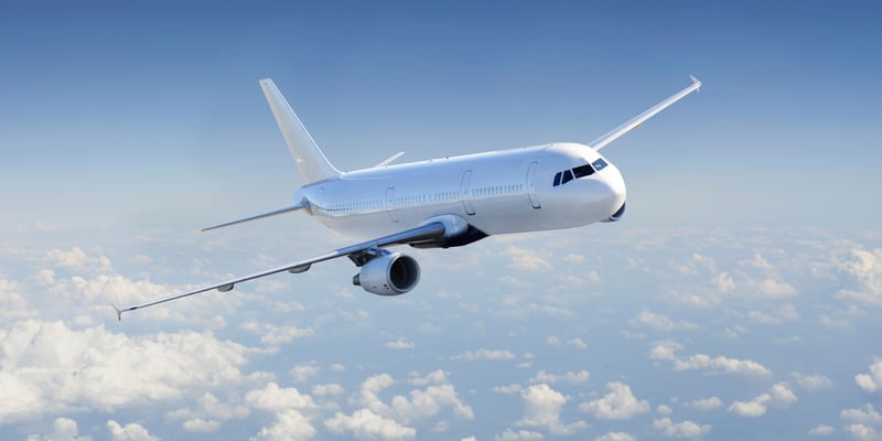 Image of an aircraft illustrating the certification of 3D-printed aircraft interior parts for the aerospace industry