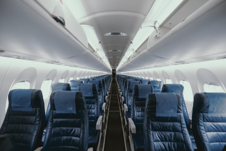 Interior of a plane with parts made by 3D printing.