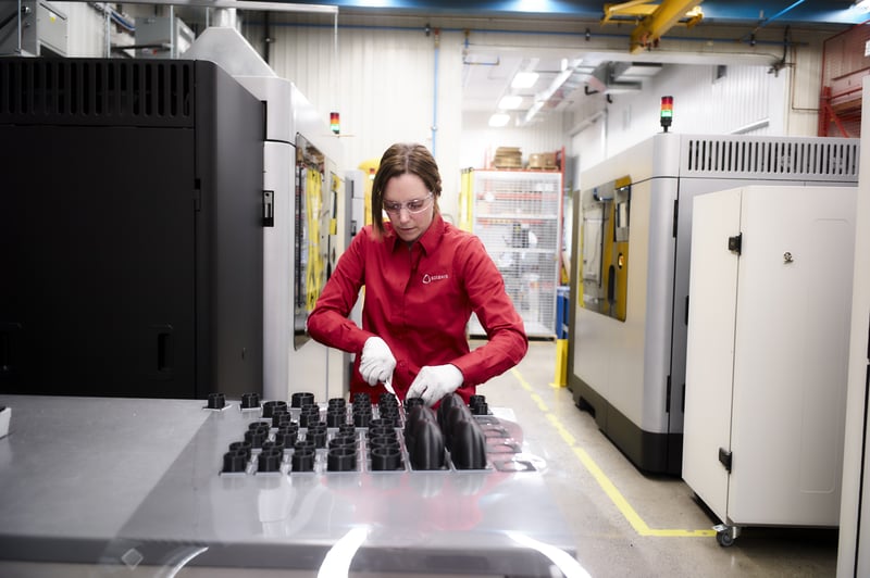 Woman working on a low-volume production.